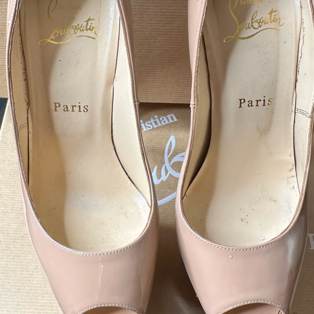 CHRISTIAN LOUBOUTIN |  ‘Highness’ Nude Patent Calf Stilettos - Picture 8 of 11